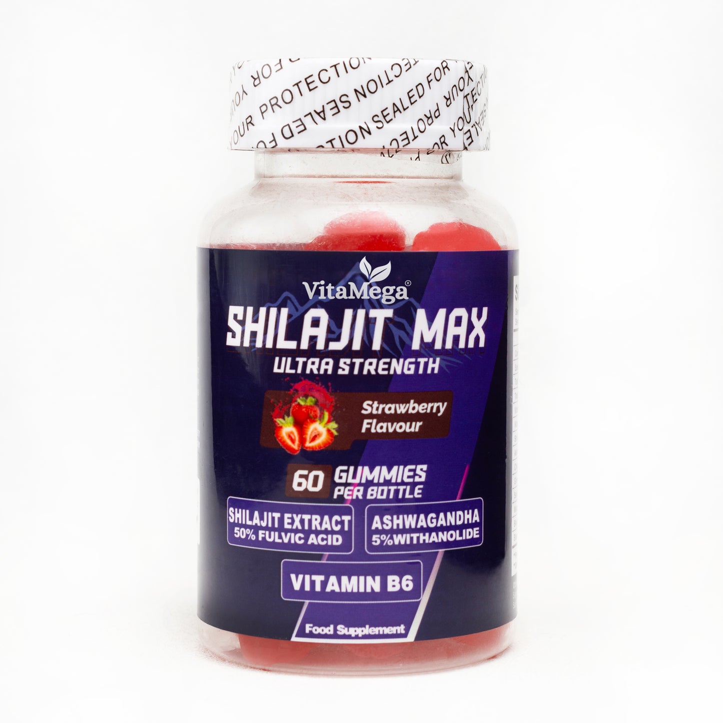 Vitamega Shilajit Max Gummies – Ultimate Vegan Supplement for Muscle Gain, Energy and Vitality (60 Gummies)