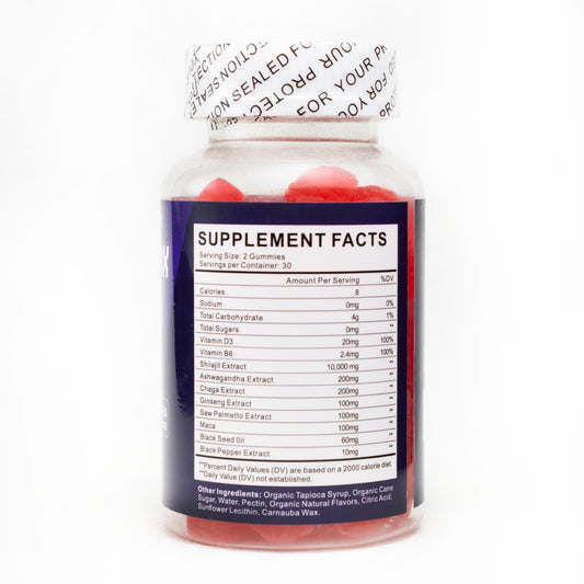 Vitamega Shilajit Max Gummies – Ultimate Vegan Supplement for Muscle Gain, Energy and Vitality (60 Gummies)